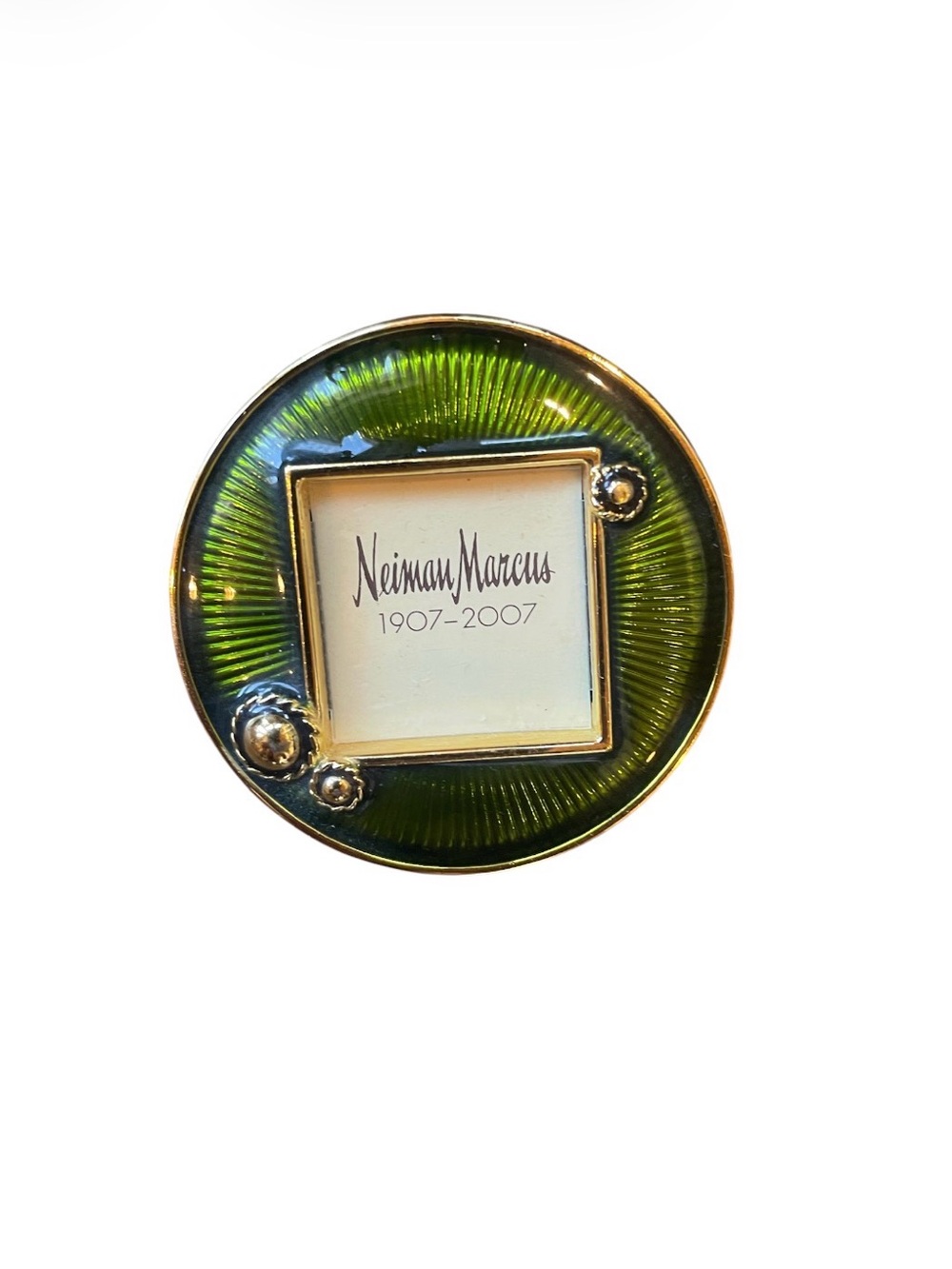Jay Strongwater Neiman Marcus Green Enamel Vintage Round Frame